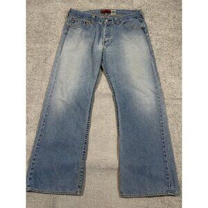 Levis Type 1 Iconic Straight Mens 38x32 Blue Distressed Baggy Loose‎